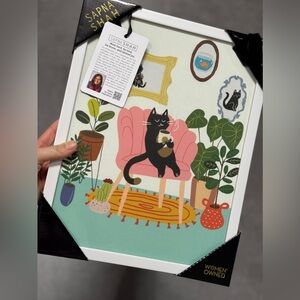 Sapna Shah Cat Art Print with Plants